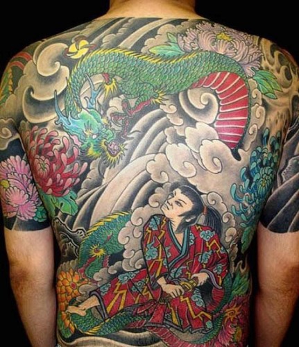 Japanese Dragon Fight Tattoo